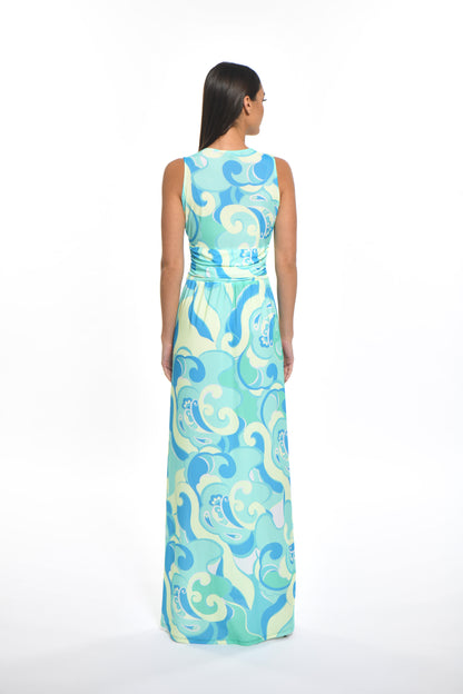 Amber Dress Blue Swirl