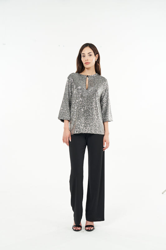 Liz Top - Silver Sequins